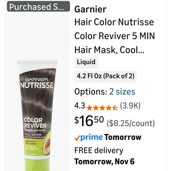 Garnier Nutrisse Color Reviver Cool Brown Mask NWOT - Picture 5 of 5
